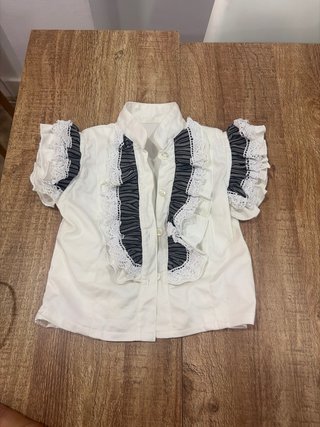 Traje de flamenca blanco y negro, talla 1 año