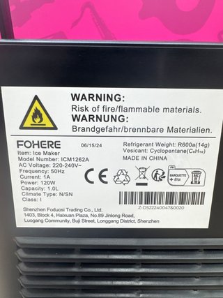 Cocina FOHERE Maquina De Hielo Para Encimera