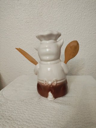 Porta Utensili in Ceramica con Maiale Chef Vintage