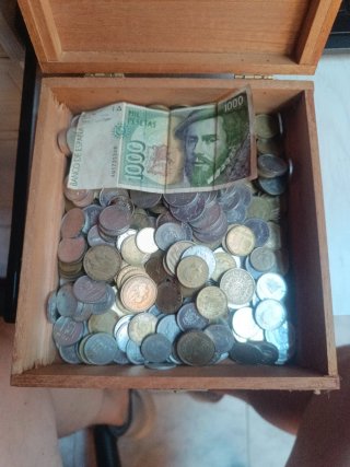 Billete 1000 pesetas y monedas