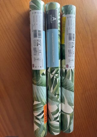 Papel pintado tropical hojas verdes 3 rollos