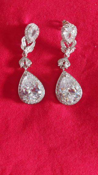 Pendientes Novia Fiesta Brillantes color  Plata