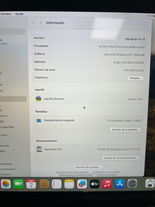 MacBook Air 13” 2019 i5 8GB 128GB SSD