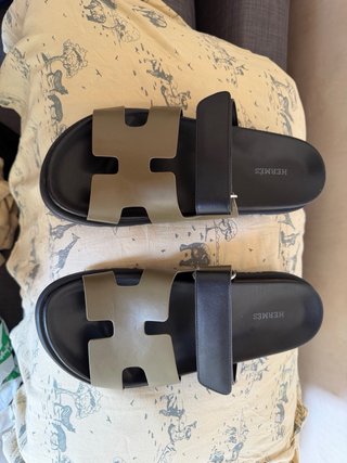 Chanclas Hermes Originales Negro/Verde Oliva