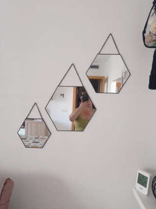 Set 3 Espejos Hexagonales Colgantes