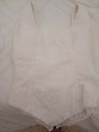 Top blanco para falda flamenca talla 36
