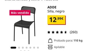 3 Sillas nuevas ADDE Negras IKEA sin montar