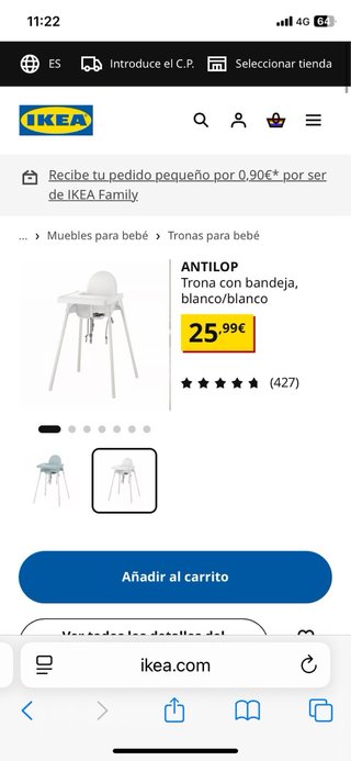 Trona portatil para bebé blanca