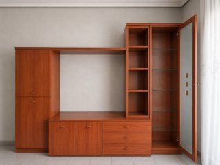 Mueble TV madera y cristal