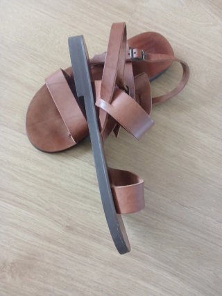 Sandalias de cuero marrón unisex,,para