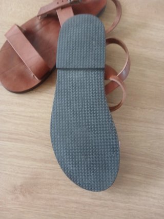 Sandalias de cuero marrón unisex,,para