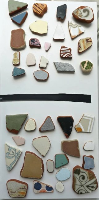 Ceramiche levigate dal mare, colori vari