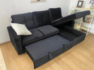Sofá Cama Negro 216cm