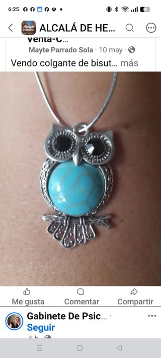 Colgante buho bisuteria imitación plata