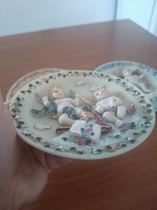 Set 3 Piatti Ceramica Vintage Angeli