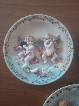 Set 3 Piatti Ceramica Vintage Angeli