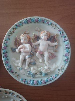 Set 3 Piatti Ceramica Vintage Angeli