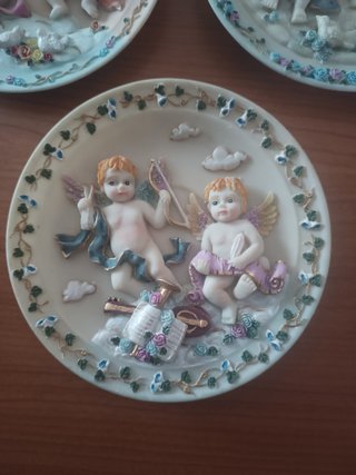 Set 3 Piatti Ceramica Vintage Angeli