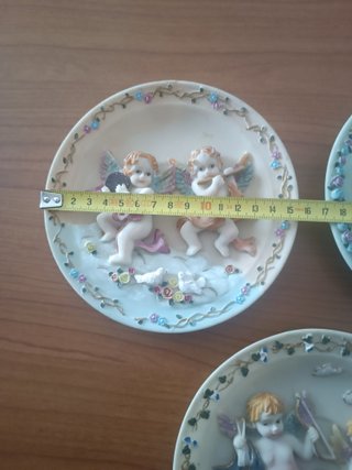 Set 3 Piatti Ceramica Vintage Angeli