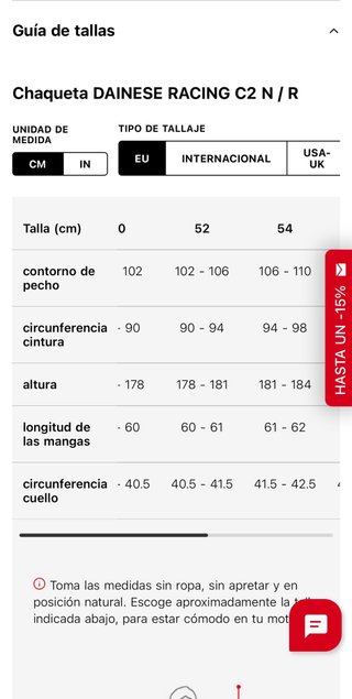 Chaqueta Dainese Racing C2 Piel Talla 52