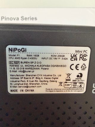Nipogi Pinova P1 Mini PC 16GB RAM 256GB SSD
