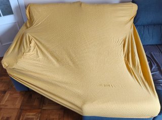 Funda sofá y butaca tela amarilla