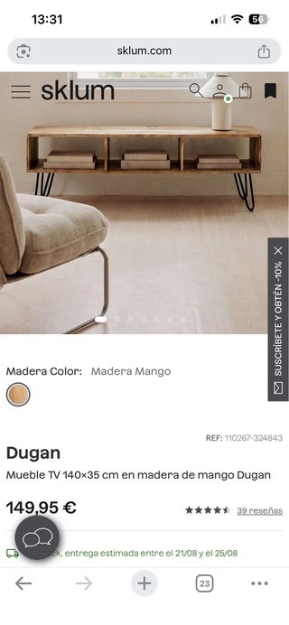 NEGOCIABLE Mueble TV Madera Mango Sklum