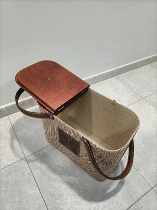 Bolso Rígido Diseño Madera y Textil