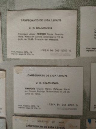 16 cromos Liga Fher 1974-75 Salamanca