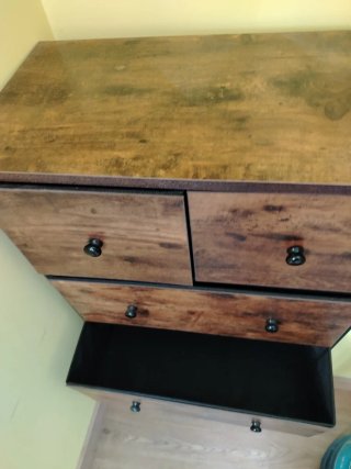 Mueble de Almacenamiento Madera y Metal, y tela