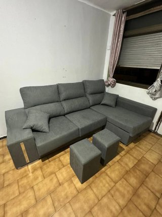 Sofá modular gris tela