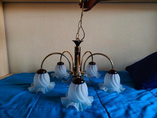 ¡Elegante Lámpara araña dorada 5 luces vintage!