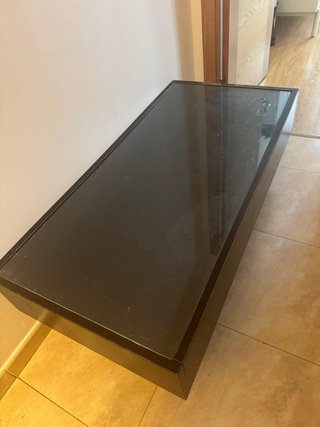 Mesa de centro cristal y madera