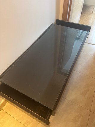 Mesa de centro cristal y madera