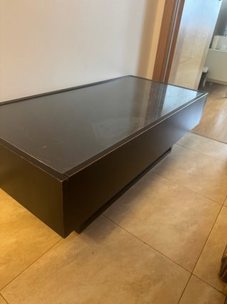 Mesa de centro cristal y madera