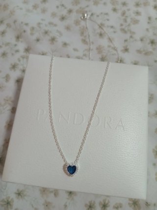 Collar Pandora Corazón Azul Plata