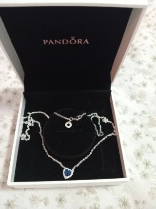 Collar Pandora Corazón Azul Plata