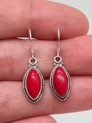 Pendientes Plata 925 y Coral Rojo