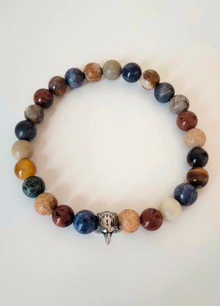 Bracciale uomo pietre e aquila in acciaio
