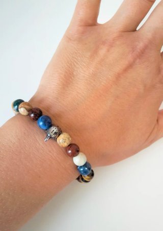 Bracciale uomo pietre e aquila in acciaio