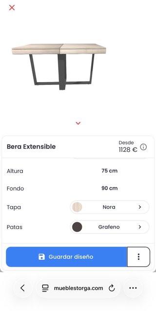 Mesa comedor extensible Torga y 4 sillas
