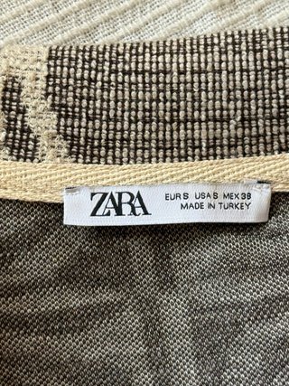 Camisa Zara Punto Estampada Beige/Gris