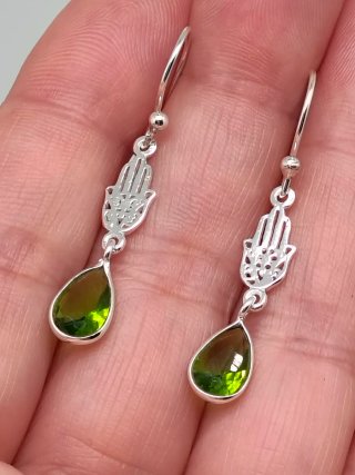 Pendientes Plata 925 Olivino Lágrima
