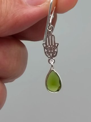 Pendientes Plata 925 Olivino Lágrima