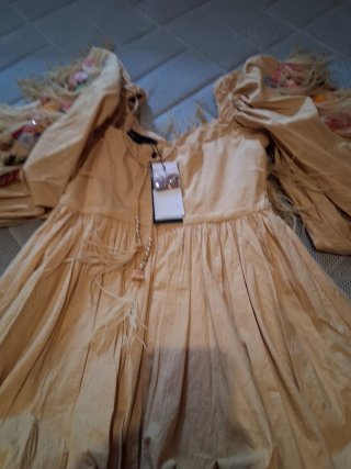 Blusa Beige con Bordados y Plumas
