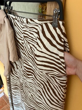 Conjunto Divided Top y Pantalón Estampado Cebra