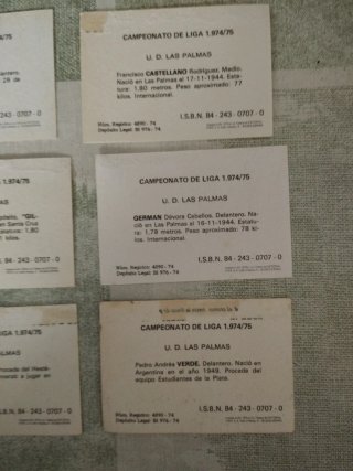 16 cromos UD Las Palmas Fher 74-75