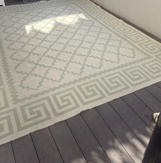 Kilim anni '50 geometrico beige e verde