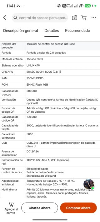 Control Acceso TIMY TM-Q8 QR RFID WiFi