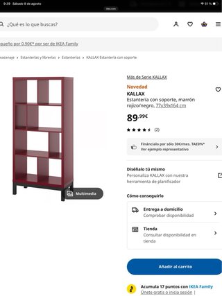 Estantería KALLAX burdeos con patas negras